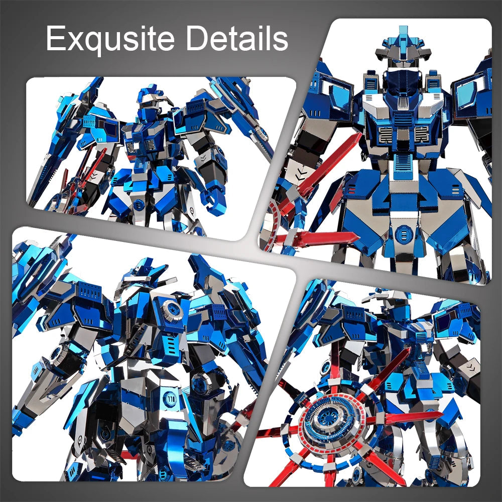 Piececool Puzzle 3D Metal Model Kits Blue Mech DIY Toys Jigsaw Birthday Valentine's Day Gifts for Teen Model to assemble