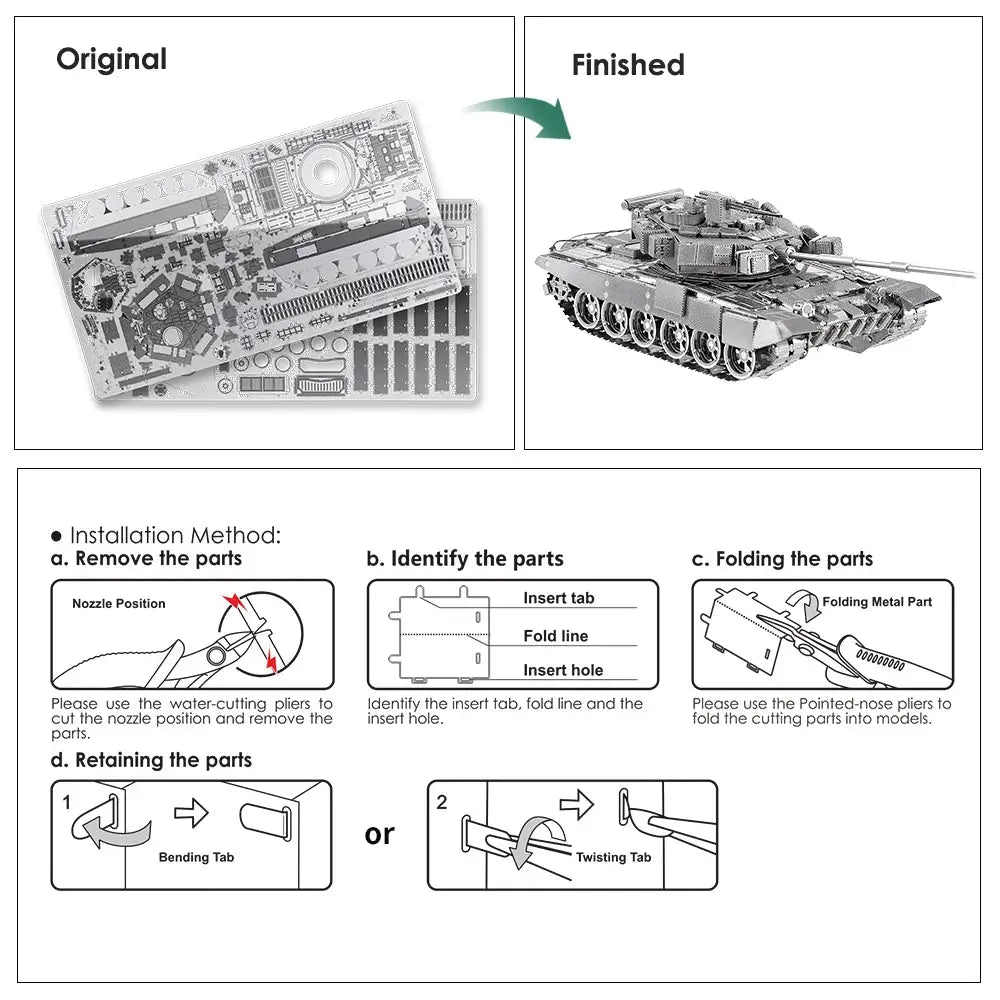 T-90A Tank 3D Metal Model Kit