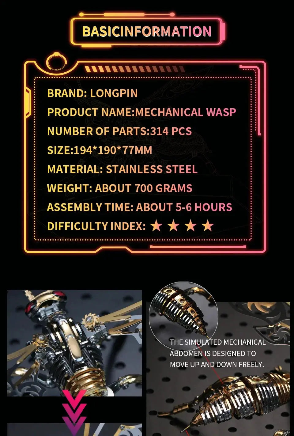 Large Wasp DIY Metal Model Kit - Model to assemble