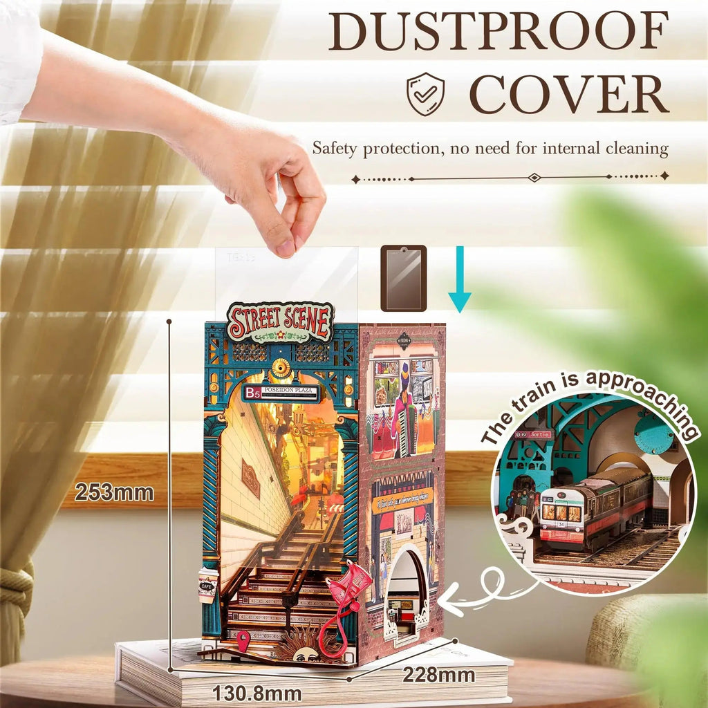 Street Scene Book Nook Set with Light - Model to assemble