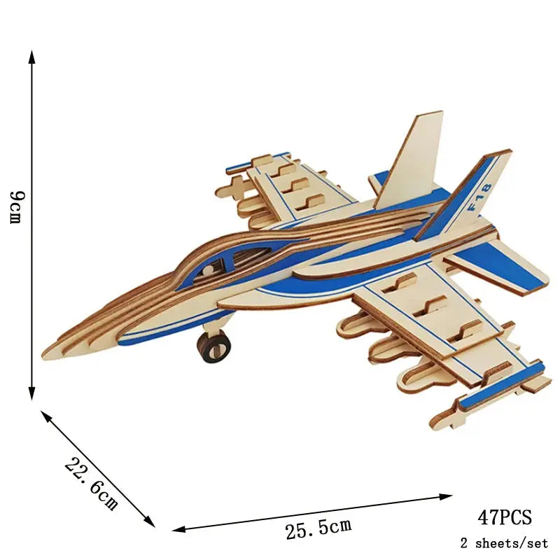 DIY Wooden 3D Fighter Jet Puzzle Model Kit – Handmade Airplane Assembly Toy for Kids - Model to assemble