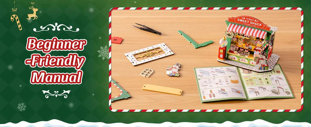 Christmas Candy Stall Dolls House, Christmas Decor - Model to assemble