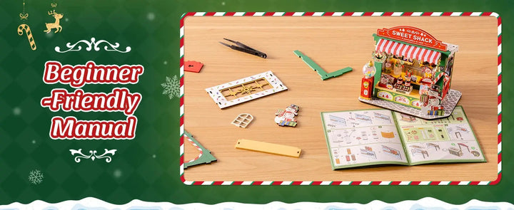 Christmas Candy Stall Dolls House, Christmas Decor - Model to assemble