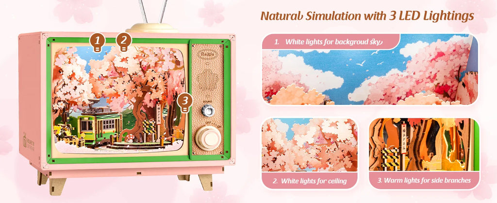 Sakura Dreamy TV Music Box with Light - Model to assemble