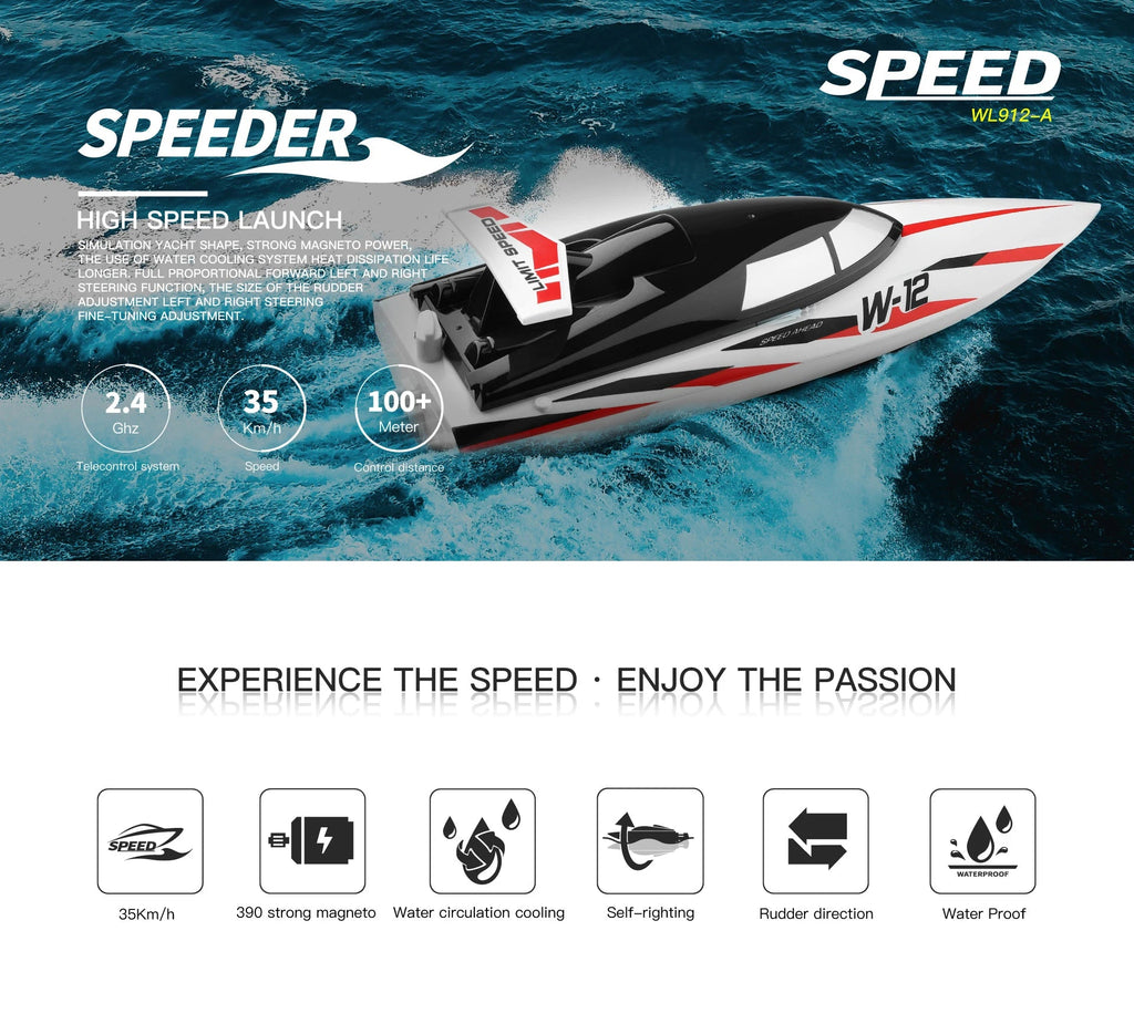 WLtoys WL916 WL912-A RC Boat 2.4Ghz 55KM/H 35KM/H High Speed Racing Watercraft Remote Control Speedboat Toys For Boys Model to assemble