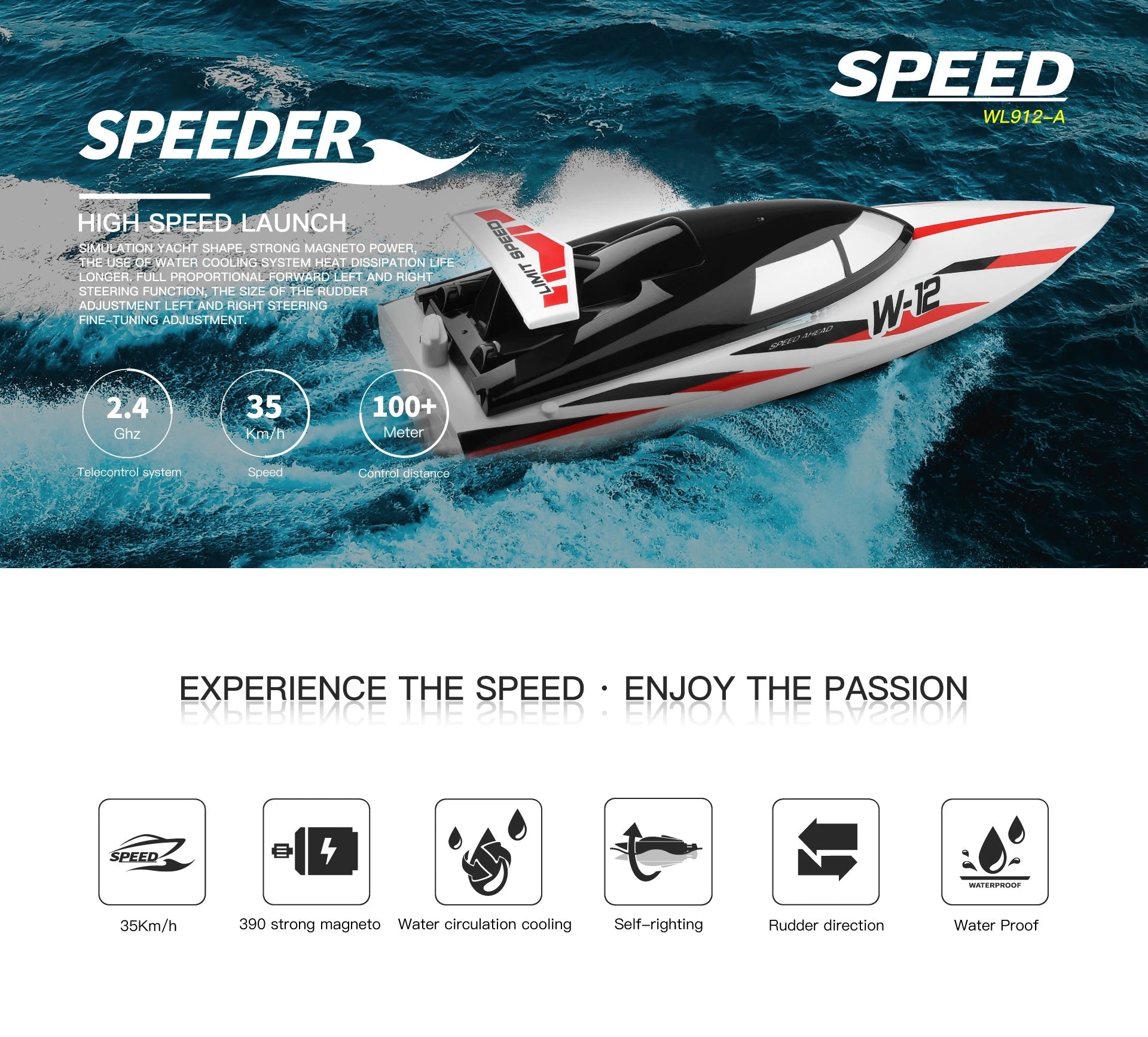 WLtoys WL916 WL912-A RC Boat 2.4Ghz 55KM/H 35KM/H High Speed Racing Watercraft Remote Control Speedboat Toys For Boys Model to assemble