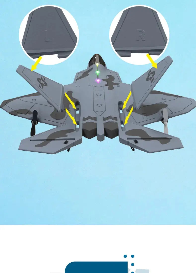 F22S Raptor RC Airplane – 4CH 2.4GHz Remote Control Fighter Jet with 3D/6G Gyroscope, LED Lights & Easy Flight Control Model to assemble