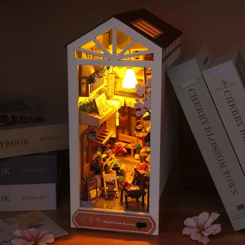 Wooden Doll House Bookshelf With Light - Model to assemble