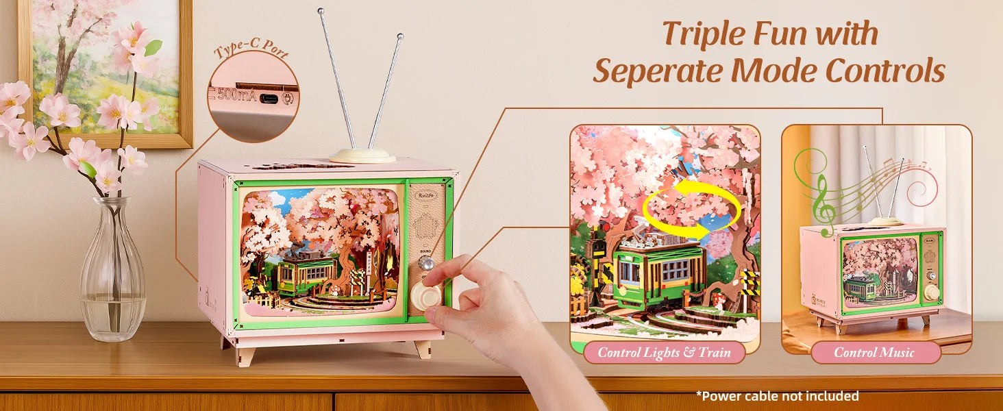 Sakura Dreamy TV Music Box with Light - Model to assemble