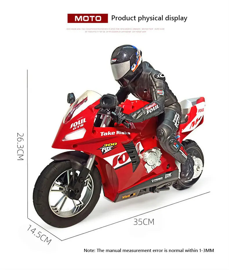 RC Motorcycle Self-Balancing 6 Axis of Gyroscope Stunt Racing Motorcycle Plastic RTR High Speed Off-Road Model Kid Toys For Boy Model to assemble